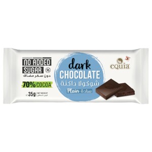 eQuia Chocolate Plain 70%Dark Sugar Free 35G