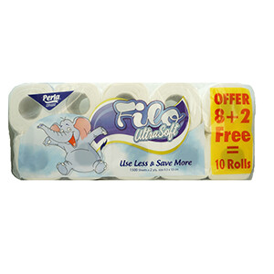 Perla Filo Toilet Roll Ultra Soft 1500 Sheets 8+2 Free