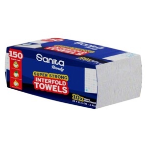 Sanita Handy Interfold Towels Super Strong 150 Sheets