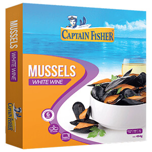 Captain Fisher Frozen Mussels White Wine 454G