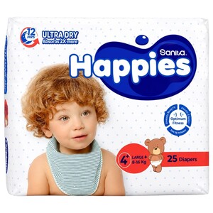 Happies Diapers Baby Size 4 8-16Kg 25 Pieces