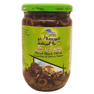 Al Baraka Sliced Black Olives 600G