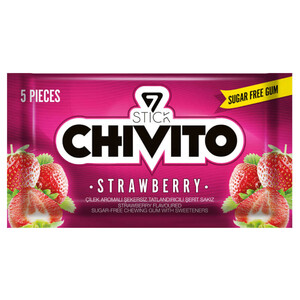 Chivito Gum Strawberry Sugar Free 5 Pieces 8.5G