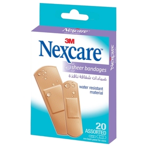 Nexcare Sheer Water Resistant Bandages Assorted 20 Strips