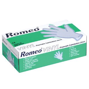 Romeo Vinyl Disposable Examination Gloves Large 100 Pieces