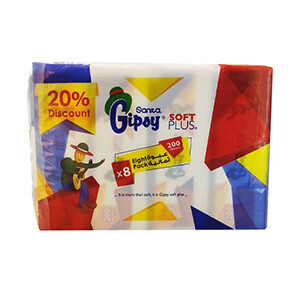 Gipsy Soft Plus Facial Tissue 200 Sheets X8 -20% Off