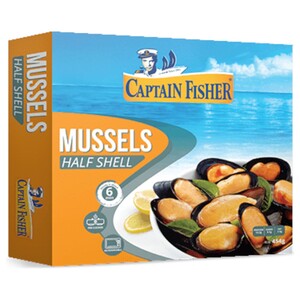 Captain Fisher Frozen Mussels Half Shell 454G