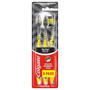 Colgate Toothbrush Zig Zag Charcoal 3 Pieces