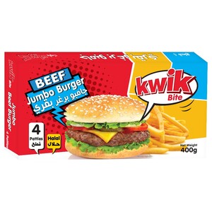 Kwik Bite Frozen Jumbo Beef Burger 4 Pieces 400G