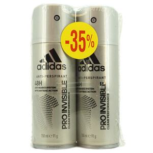 Adidas Pro Invisible Deo For Men 150Ml*2 -35%Off