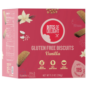Bites Of Delight Gluten Free Vanilla Biscuits X5 150G