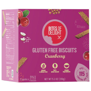 Bites Of Delight Gluten Free Cranberry Biscuits X5 150G