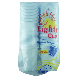 Lighty Cup Disposable Plastic Cups White 180Cc 100 Pieces