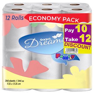 Sanita Dreams Family 180 Sheets 12Rolls