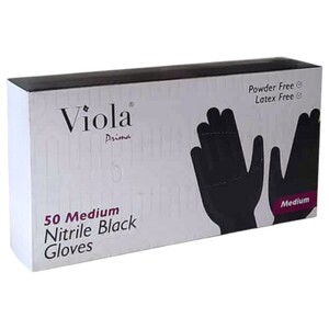 Viola Nitrile Black Gloves Box Medium 50 Pieces