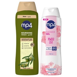 Mp4 Shampoo Olives 650Ml + Shower Gel Powder Love 300Ml Free