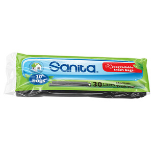 Sanita Trash Bags Medium Black 30L 30 Pieces