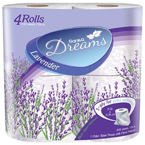 Sanita Dreams Toilet Paper Lavender 3Ply 4 Rolls