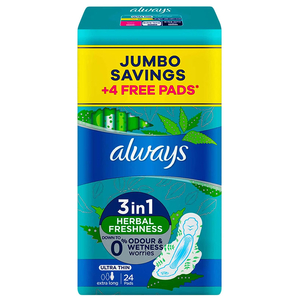 Always Pads Ultra Thin Extra Long Herbal Freshness 24 Pieces