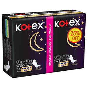 Kotex Pads Ultra Thin Night Duo 14 Pieces -25% Off