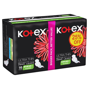 Kotex Pads Ultra Thin Super Duo 16 Pieces -25% Off