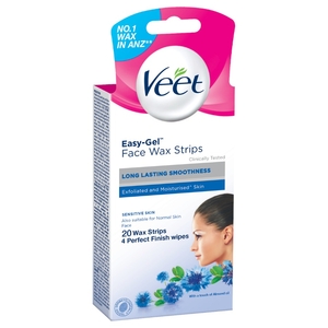 Veet Hair Removal Wax Strips Sensitive Face 20 Strips