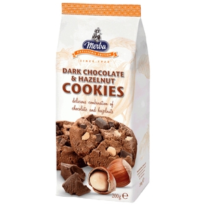 Merba Dark Chocolate And Hazelnut Cookies 200G