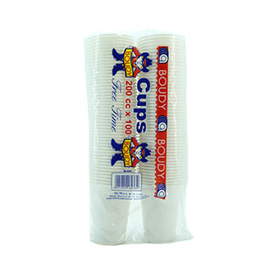 Boudy Disposable Plastic Cups 200Cc 100 Pieces