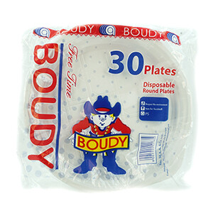 Boudy Disposable Round Plates White 30 Pieces