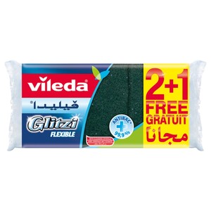 Vileda Scourers Glitzi Fibra Verdi 2 + 1 Free