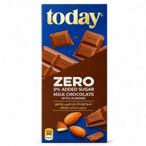 Today Zero Added Sugar Milk Chocolate With Almonds 65G
