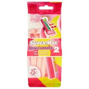 Super Max Long Handle 2 Disposable Razors 5 Pieces
