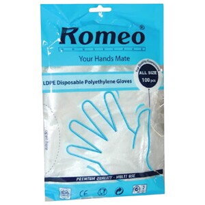Romeo Ldpe Disposable Polyethylene Gloves 100 Pieces