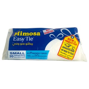 Mimosa Easy Tie Trash Bags Small White 20 Pieces