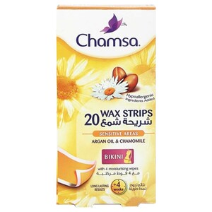 Chamsa Wax Strips Sensitive Areas Argan Oil & Chamomile 20 Pieces