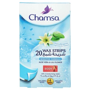 Chamsa Wax Strips Sensitive Formula Aloe Vera & Lili Flower 20 Pieces