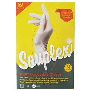 Souplex Gloves Latex Lightly Powdered Medium 50 Pieces
