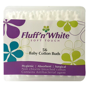 Fluff'n White Baby Cotton Buds 56 Pieces