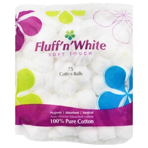 Fluff'n White Cotton Balls 75 Pieces