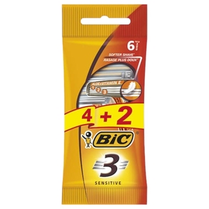 Bic 3 Sensitive Pouch 4+2 Free