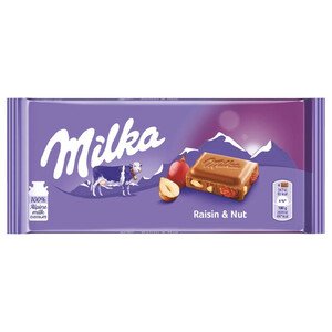 Milka Chocolate Bar Raisin Nut 100G