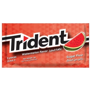 Trident Gum Watermelon Sugar Free 5 Pieces 8G