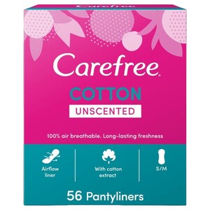 Carefree Cotton Pantyliners 56 Pieces
