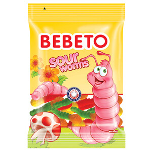 Bebeto Jelly Sour Worms 18G