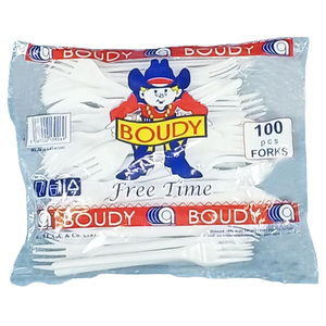 Boudy Plastic Forks White 100 Pieces