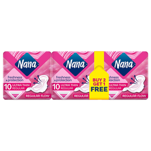 Nana Feminine Pads Ultra Thin Regular 10 Pieces 2 + 1 Free