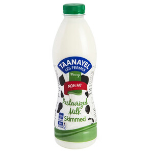 Taanayel Pasteurized Milk Skimmed Non Fat 1L