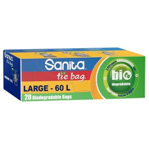 Sanita Tie Bag Large Biodegradable 60L 20 Pieces