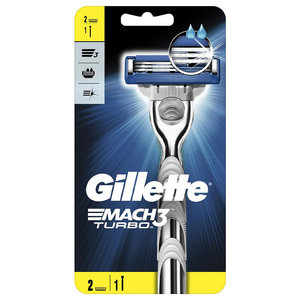 Gillette Mach3 Turbo Razor Handle And Refills 2 Pieces