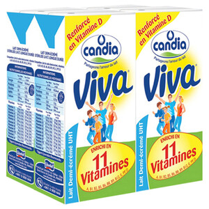 Candia Uht Lait Demi-Écrémé Viva 1L X4